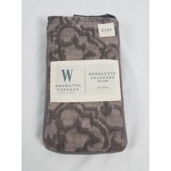 Wamsutta Vintage Medallion Jacquard King Sham in Eggplant NWT - Picture 2 of 5
